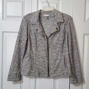 Gray & Multicolor Knit Zip-up Blazer Jacket, Size Medium, Excellent Like New